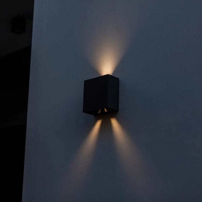 Gemini Beams Integrated LED Up & Down Wall Light - Matt Black Wall Lights Lutec 