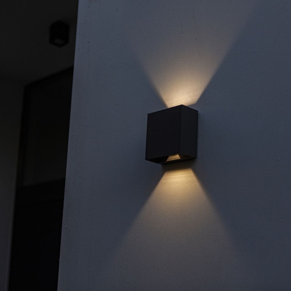 Gemini Beams Integrated LED Up & Down Wall Light - Matt Black Wall Lights Lutec 