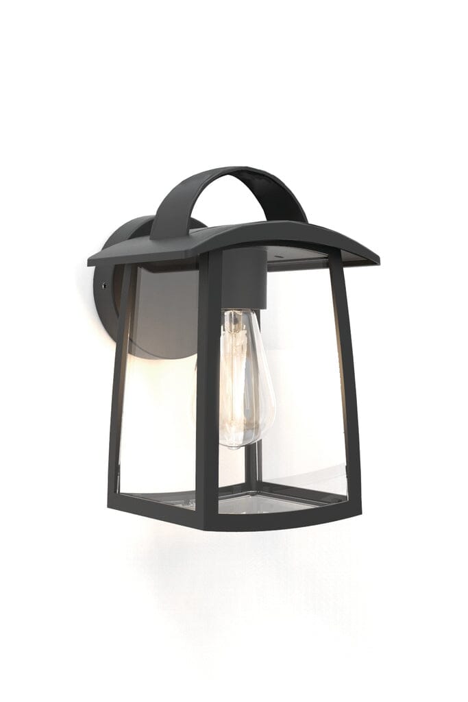 Kelsey 2 E27 Wall Light - Black With Clear Glass Wall Lights Lutec