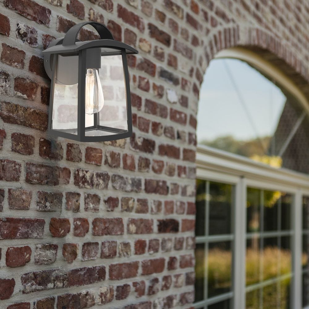 Kelsey 2 E27 Wall Light - Black With Clear Glass Wall Lights Lutec