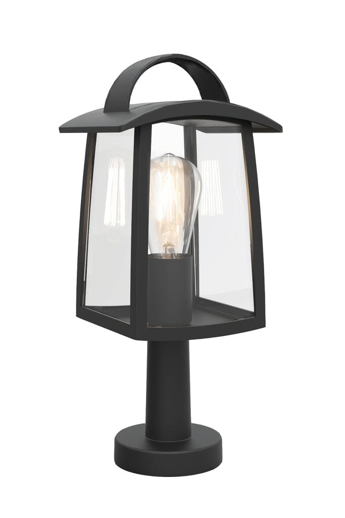 Kelsey E27 Pedestal Light - Black With Clear Glass Pedestal Lights Lutec 