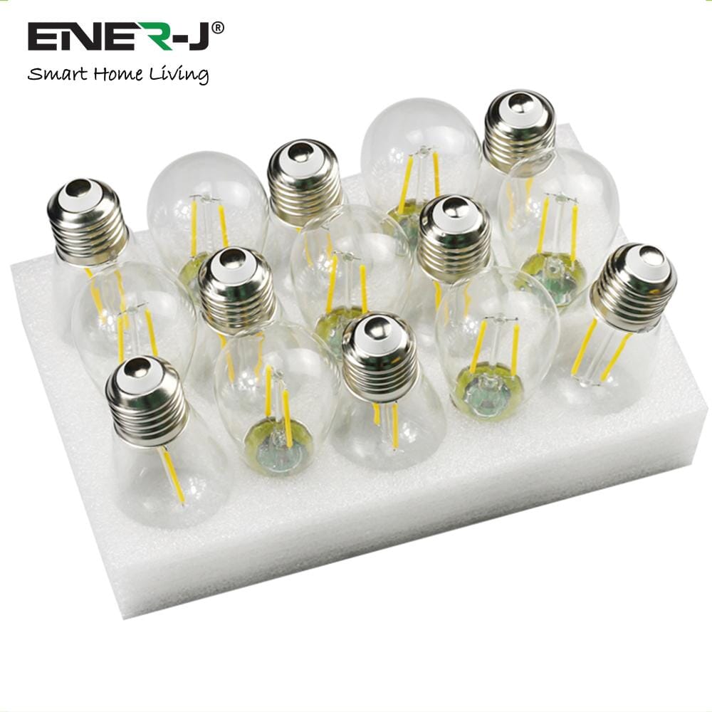 LED Festoon Light Kit - 48ft Waterproof with 15 x Warm White LED Filament Bulbs Festoon Lights ENER-J