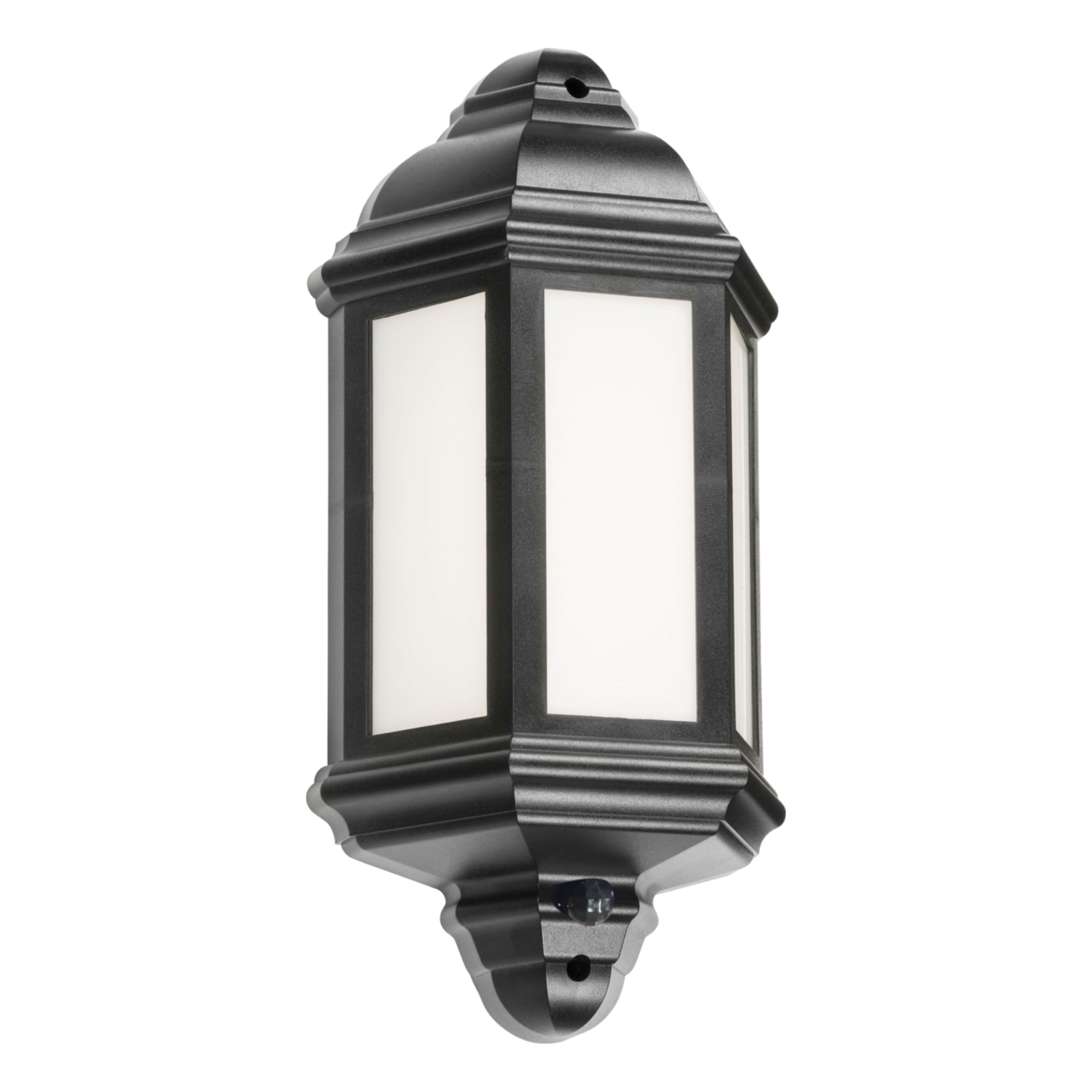 LED Half Wall Lantern With PIR - Black Lantern Lights Knightsbridge