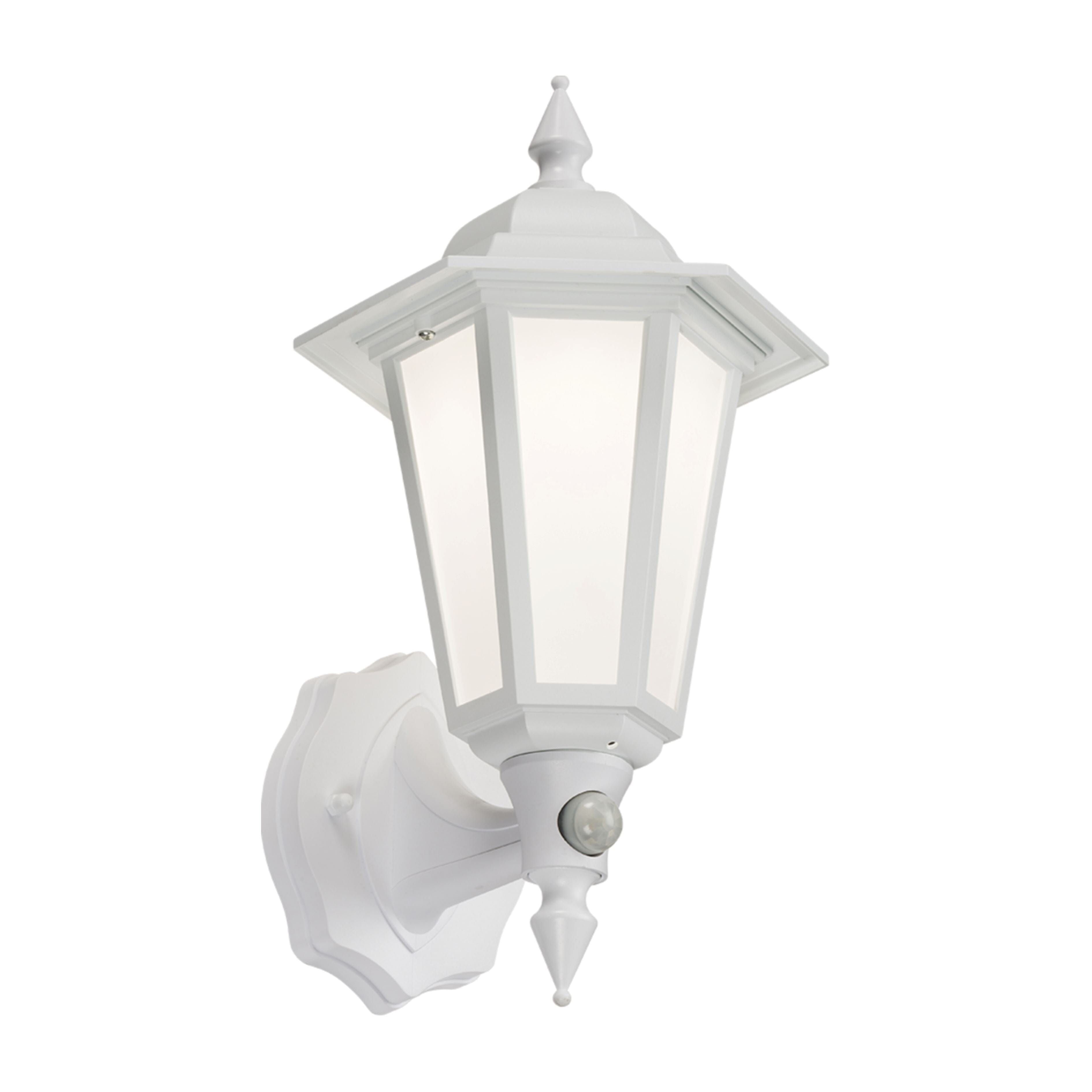 LED Wall Lantern With PIR - White Lantern Lights Knightsbridge