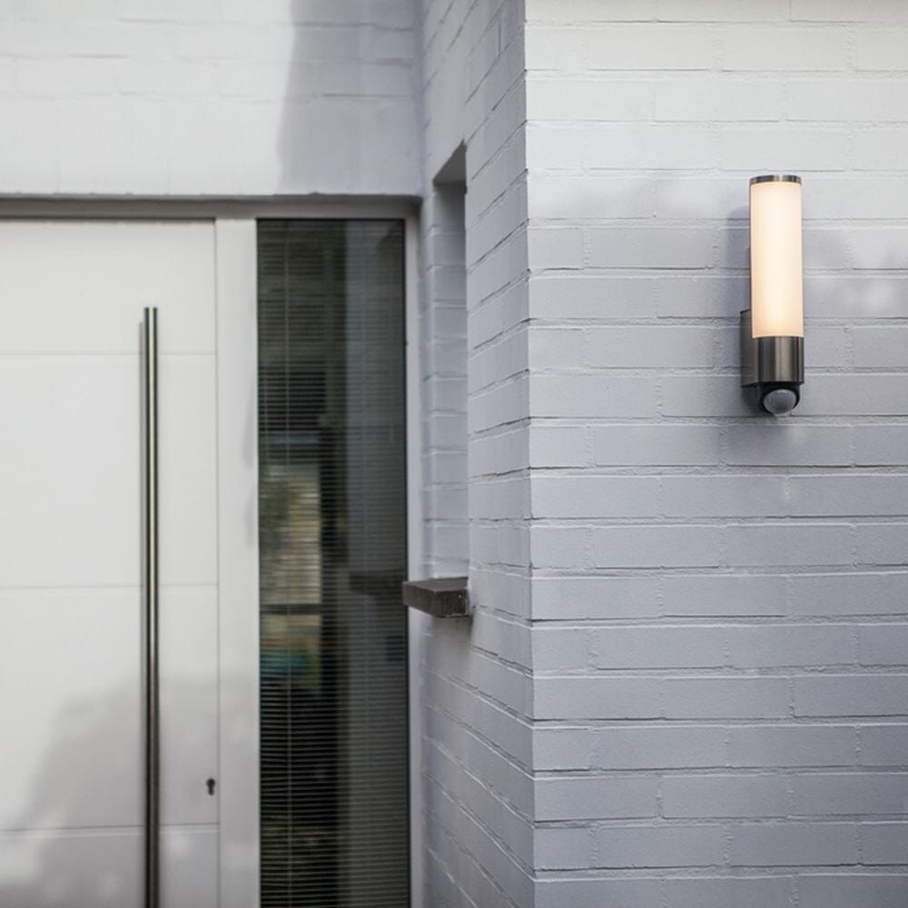 Leda Integrated LED Wall Light with PIR Sensor - Stainless Steel Wall Lights Lutec 