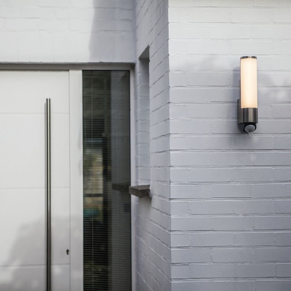 Leda Integrated LED Wall Light with PIR Sensor - Stainless Steel Wall Lights Lutec