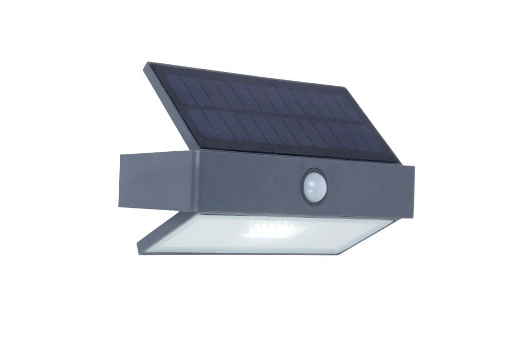Lutec Arrow 2.3W Solar LED Wall Light with PIR Sensor 5000K - Dark Grey Wall Lights Lutec 