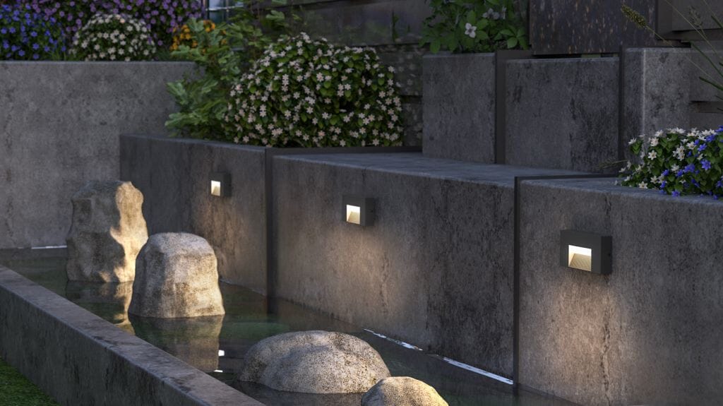 Lutec Arteo 11W LED Outdoor Step Light CCT - Black Grey Guide Lights Lutec 