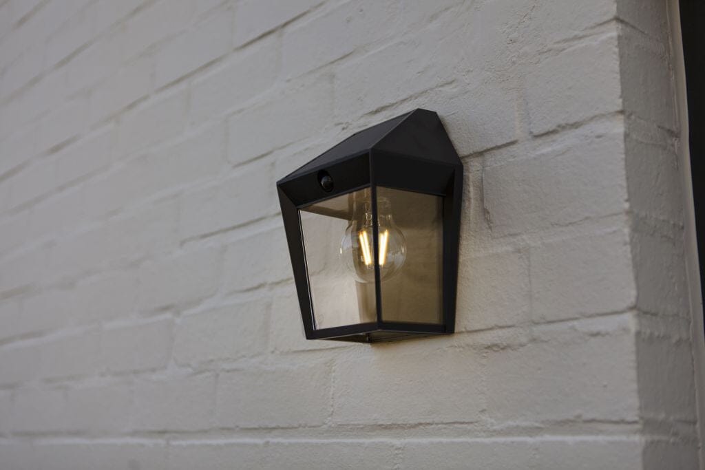 Lutec Avony Solar Outdoor Wall Light E27 with PIR Sensor 2700K - Matt Black Wall Lights Lutec 