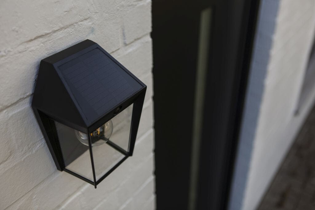 Lutec Avony Solar Outdoor Wall Light E27 with PIR Sensor 2700K - Matt Black Wall Lights Lutec 