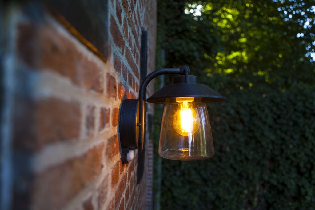 Lutec Cate Outdoor Wall Light E27 with PIR Sensor - Black Rust Wall Lights Lutec 
