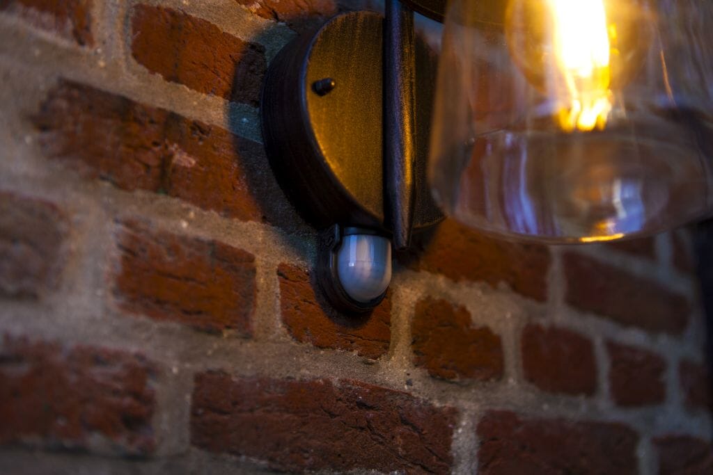 Lutec Cate Outdoor Wall Light E27 with PIR Sensor - Black Rust Wall Lights Lutec 