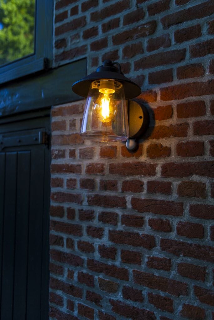 Lutec Cate Outdoor Wall Light E27 with PIR Sensor - Black Rust Wall Lights Lutec 