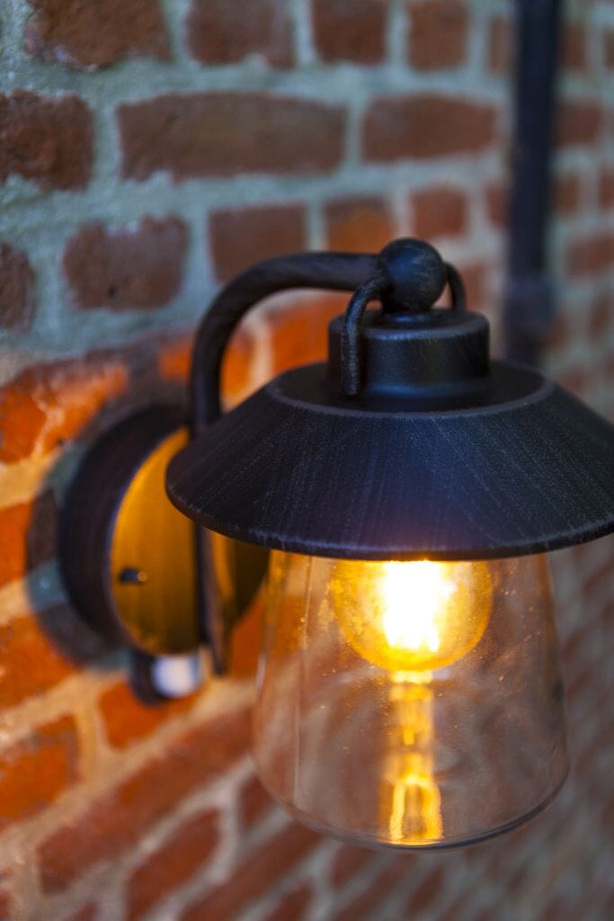 Lutec Cate Outdoor Wall Light E27 with PIR Sensor - Black Rust Wall Lights Lutec 