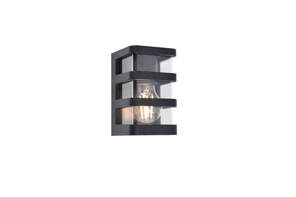 Lutec Dalton Outdoor Wall Light E27 - Matt Black Wall Lights Lutec 
