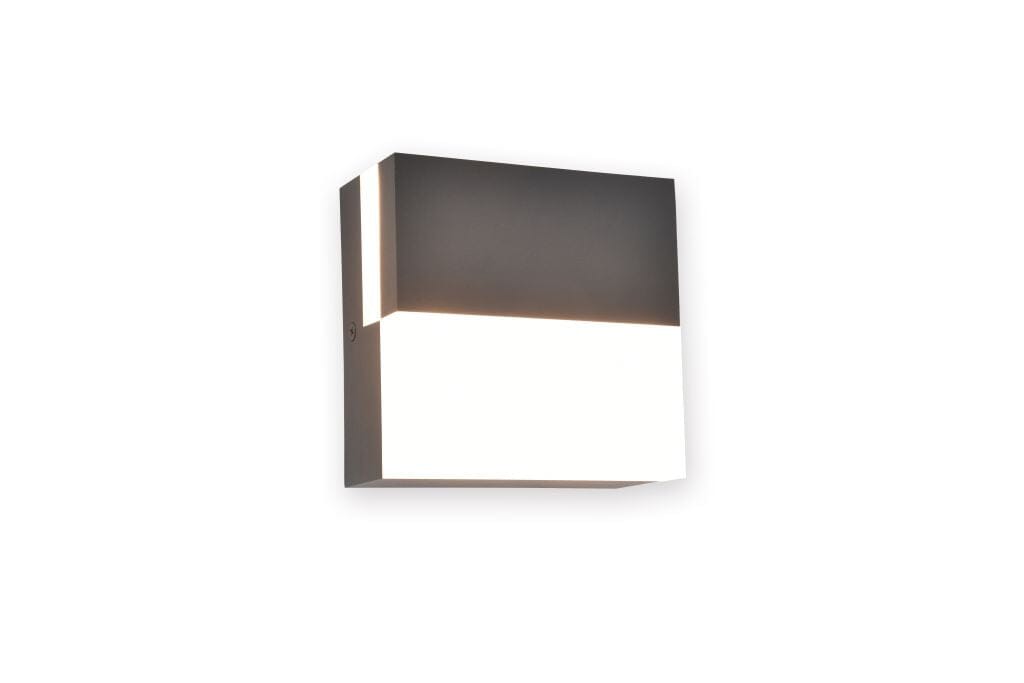 Lutec Domino 17W LED Outdoor Wall Light 3000K - Dark Grey Wall Lights Lutec 