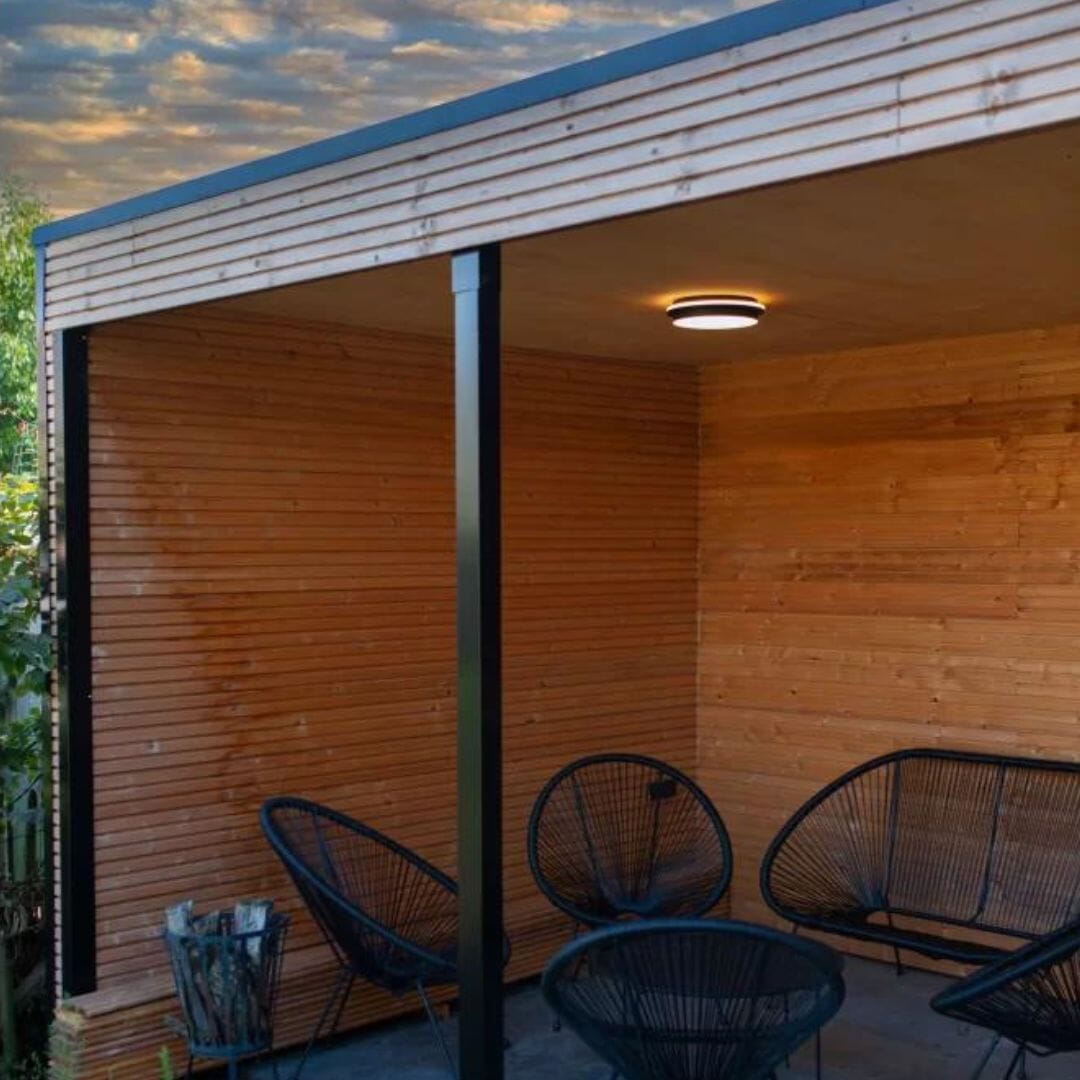 Lutec Goleta Outdoor Wall & Ceiling Light LED - Black Ceiling Lights Lutec