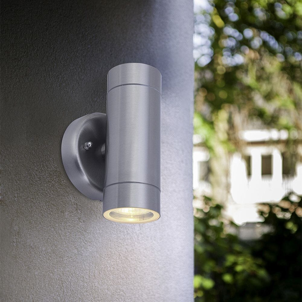 Lutec Rado 2 X GU10 Outdoor Wall Light - Stainless Steel Wall Lights Lutec 