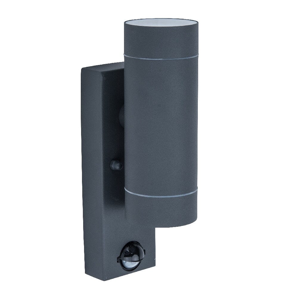 Lutec Rado 2 X GU10 Up & Down Outdoor Wall Light with PIR Sensor - Black Wall Lights Lutec 