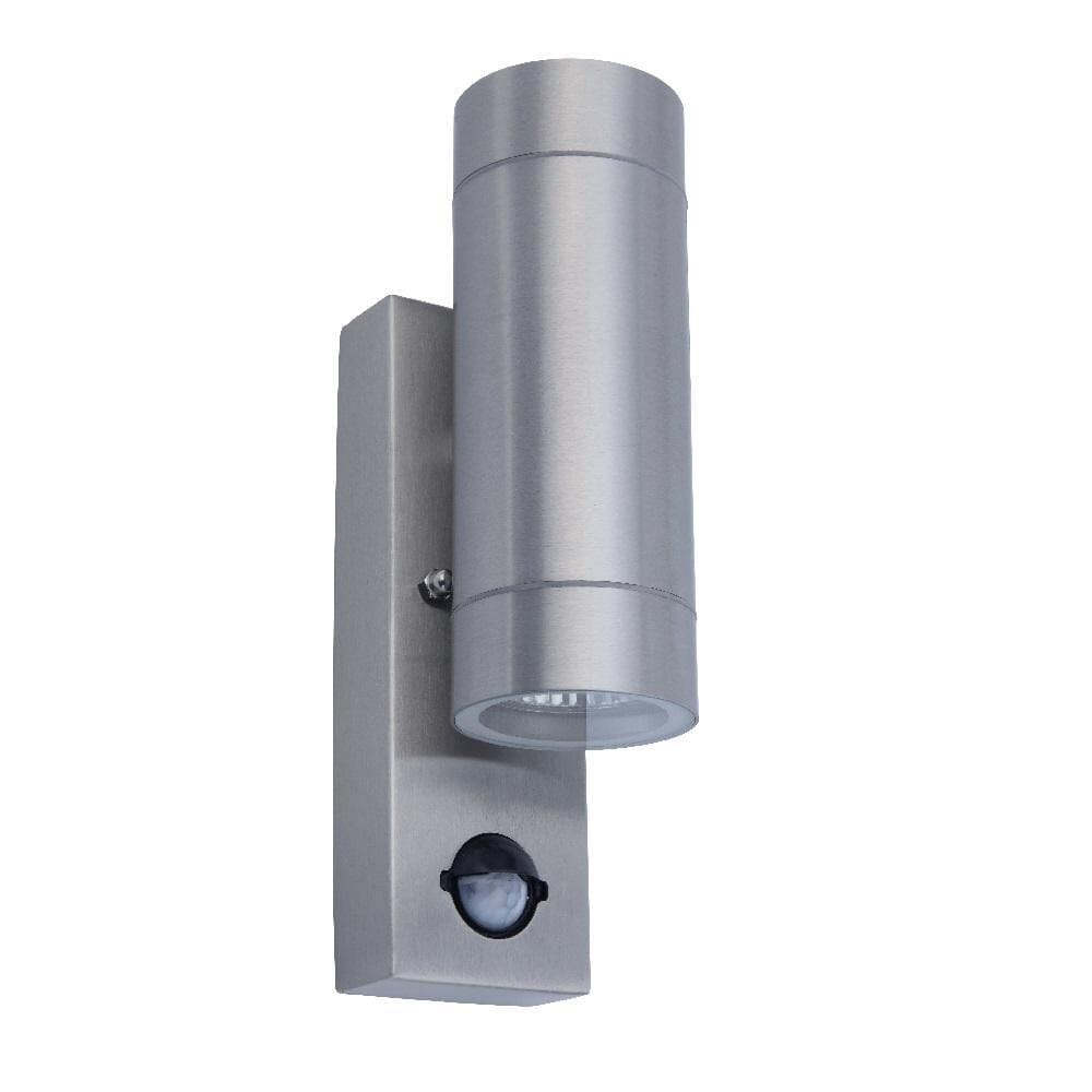 Lutec Rado GU10 Up & Down Outdoor Wall Light with PIR Sensor - Stainless Steel Wall Lights Lutec 