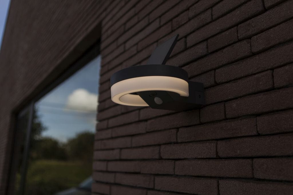 Lutec Runda 12W Solar LED Wall Light with PIR Sensor 4000K - Dark Grey Wall Lights Lutec 