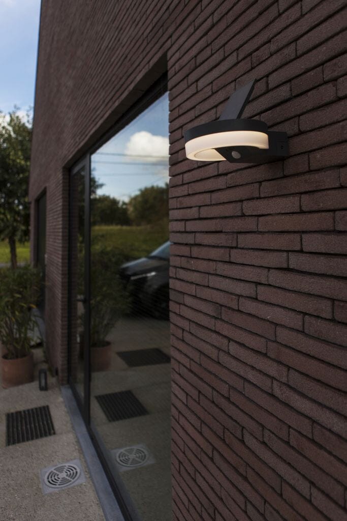 Lutec Runda 12W Solar LED Wall Light with PIR Sensor 4000K - Dark Grey Wall Lights Lutec 