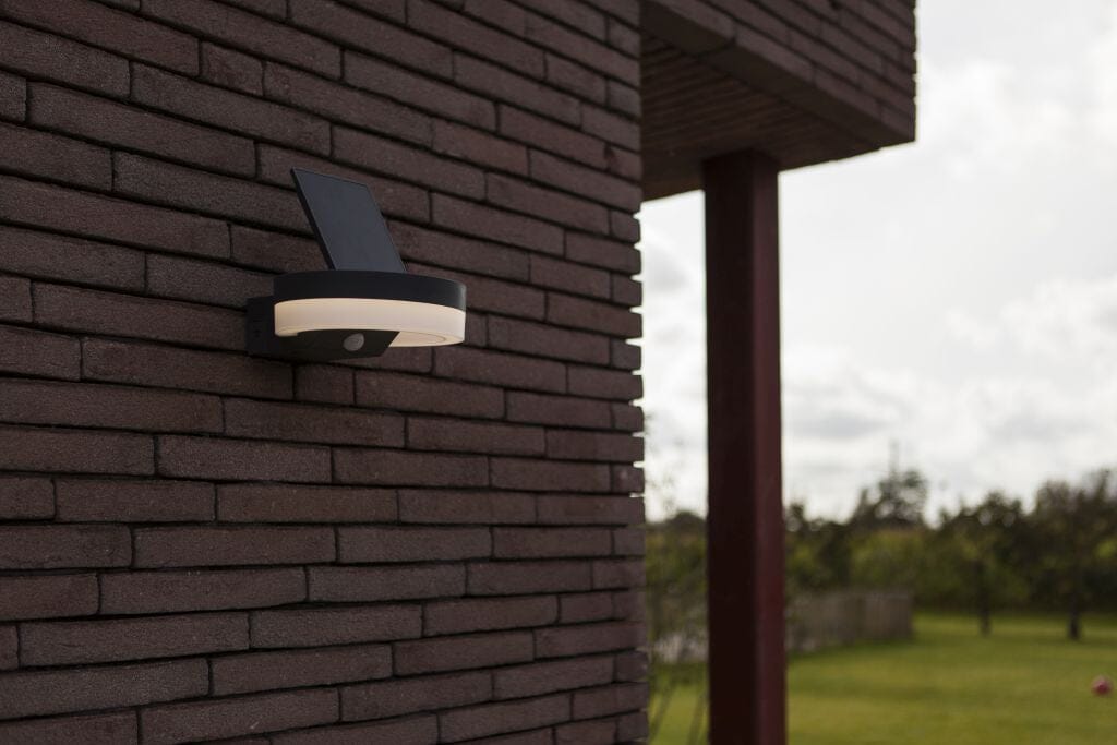 Lutec Runda 12W Solar LED Wall Light with PIR Sensor 4000K - Dark Grey Wall Lights Lutec 