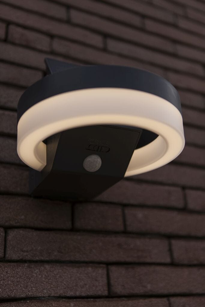 Lutec Runda 12W Solar LED Wall Light with PIR Sensor 4000K - Dark Grey Wall Lights Lutec 