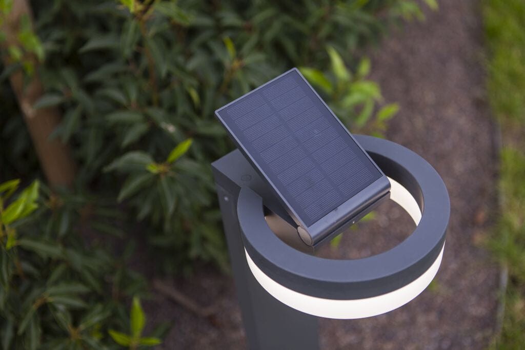 Lutec Runda Solar Bollard Light with PIR Sensor 4000K - Dark Grey Bollard Lights Lutec 