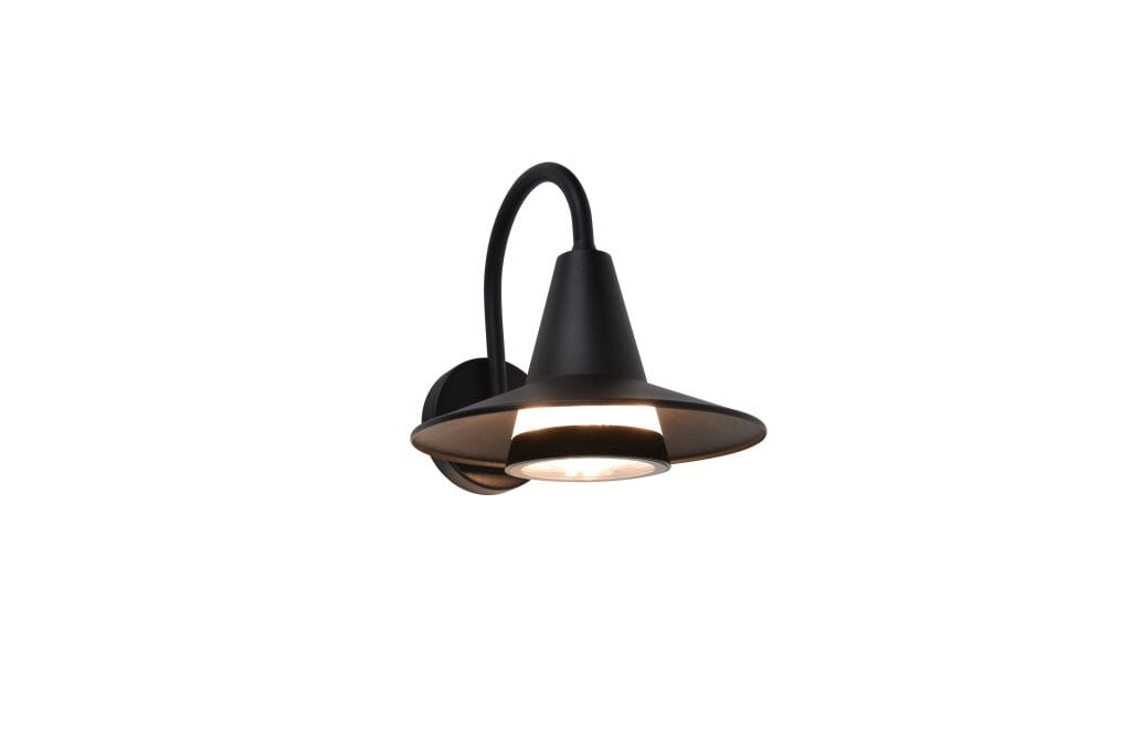 Lutec Swan Outdoor Wall Light E27 - Matt Black Wall Lights Lutec 