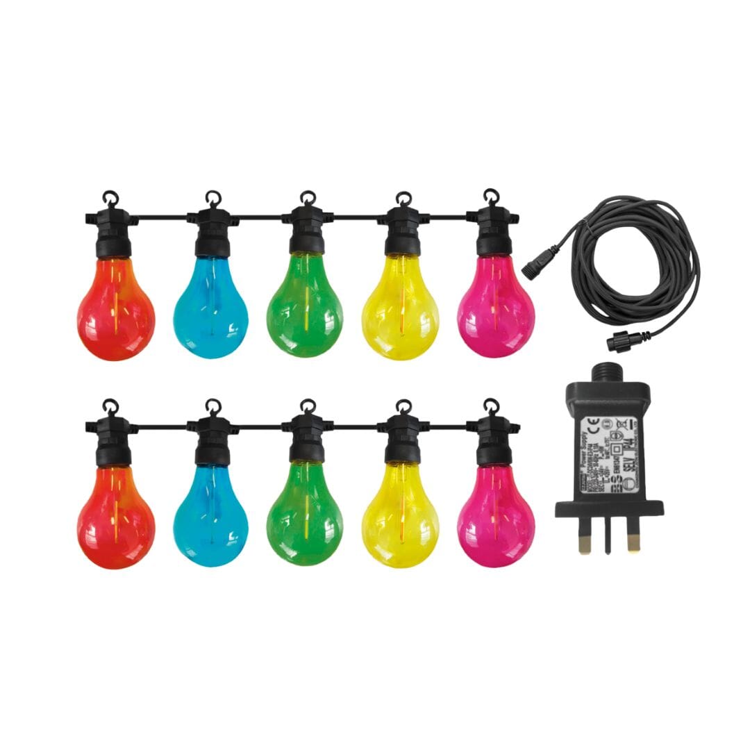 Luxform Lighting Maui Festoon Lights with Multi-Coloured Bulbs - 10 Pack Festoon Lights Electrovision