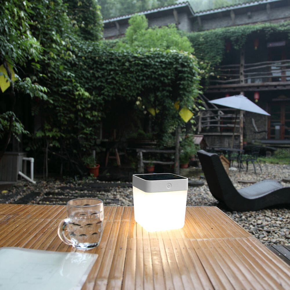Table Cube 1 Integrated LED Portable Solar Light - White Portable Lights Lutec