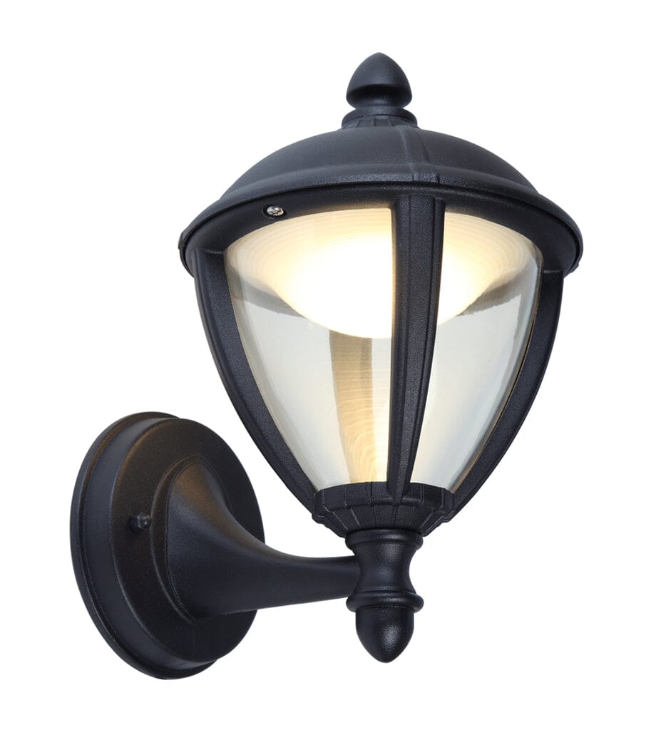 Unite Traditional 230v LED Up Lantern Wall Light - Black Lantern Lights Lutec 