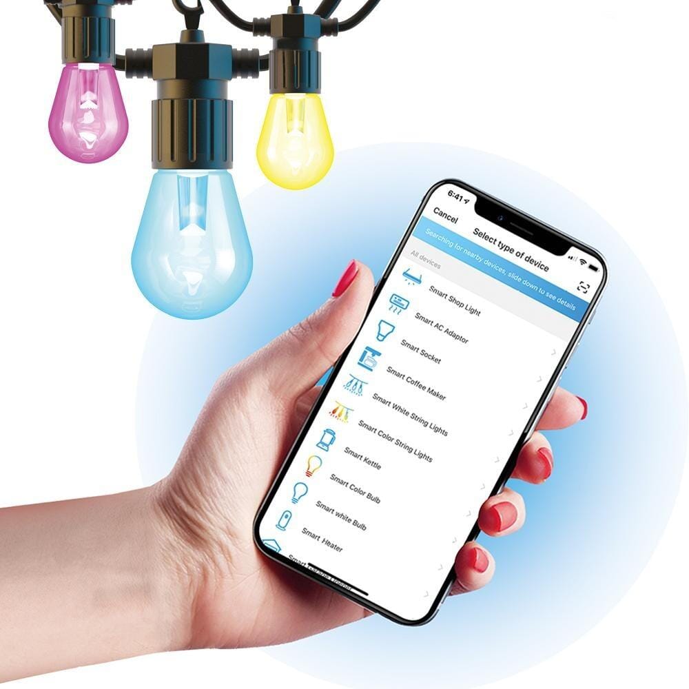 WiFi Smart LED Festoon Light Kit with Colour Change RGB+WW Filament Bulbs Festoon Lights ENER-J